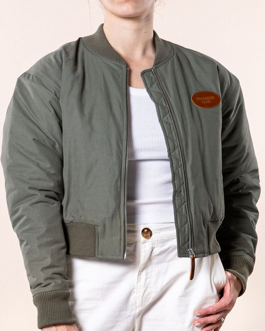 Chaqueta Bomber Cropped Caqui