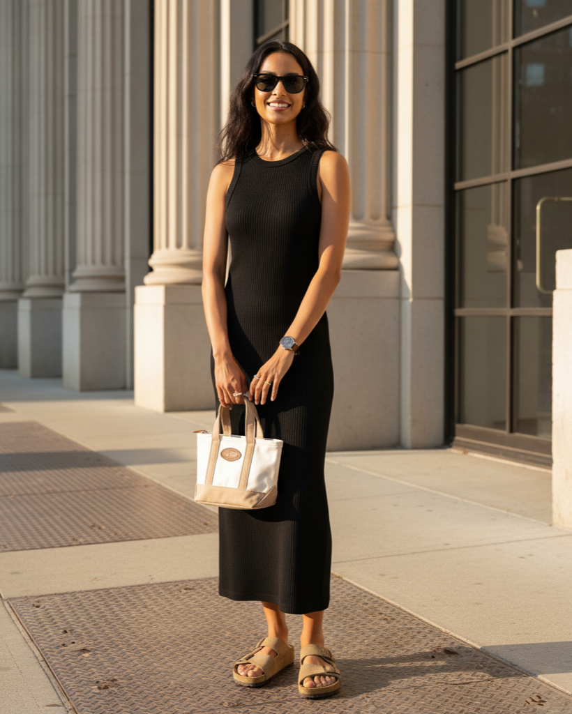 The TC Mini Tote - Ecru-Taupe.