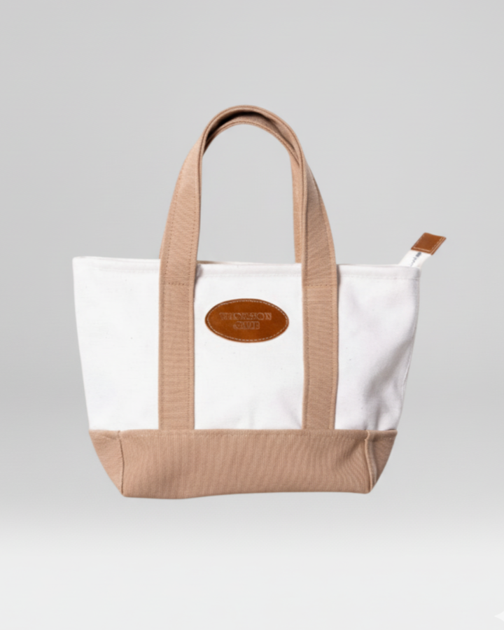 The TC Mini Tote - Ecru-Taupe.