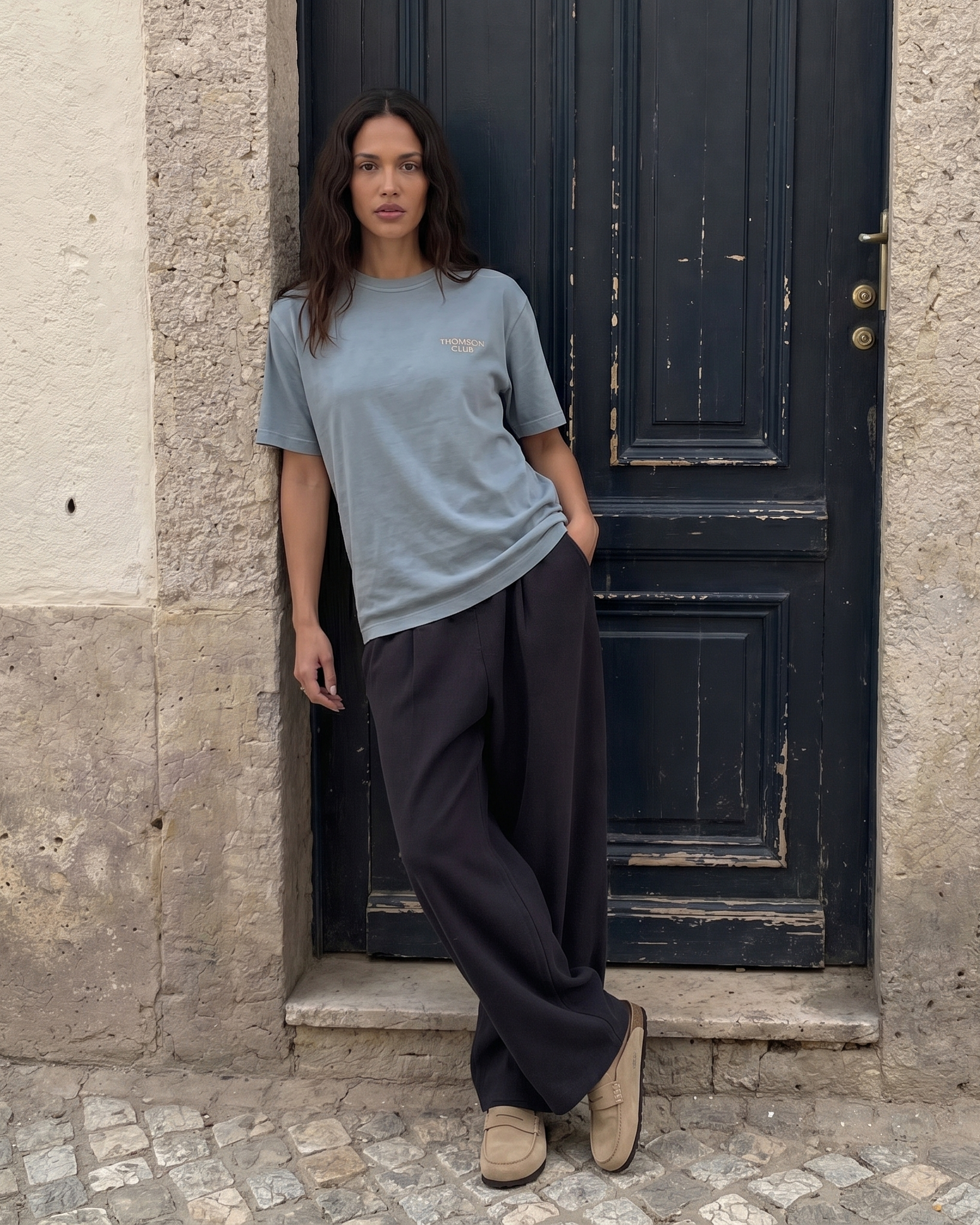 The Logo Embroidery T-Shirt – Light Blue.