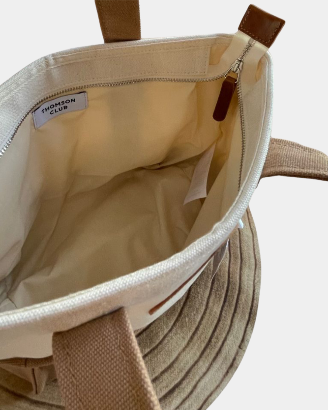 The TC Mini Tote - Ecru-Taupe.